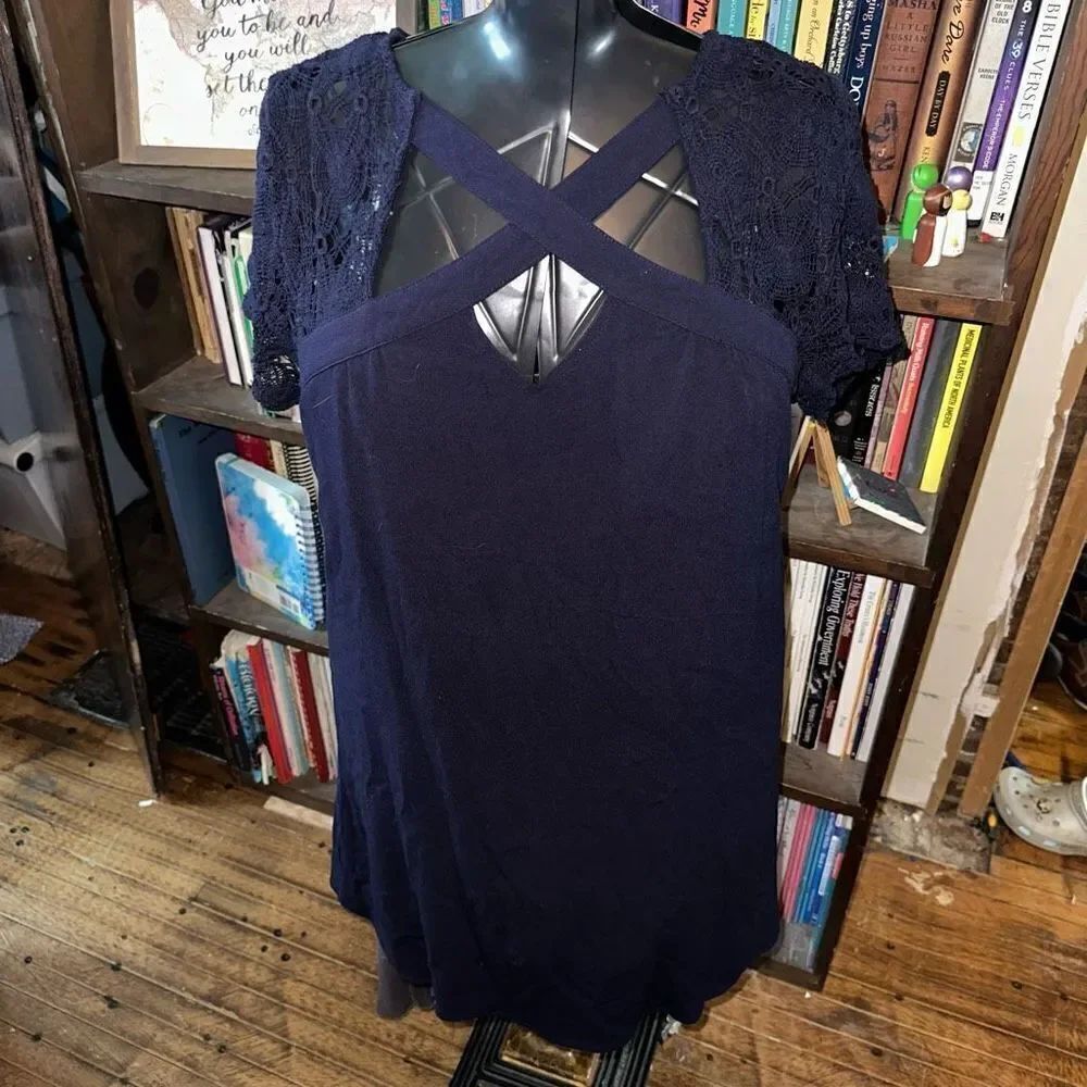 Papermoon Stitchfix lace crossover front L mini dress